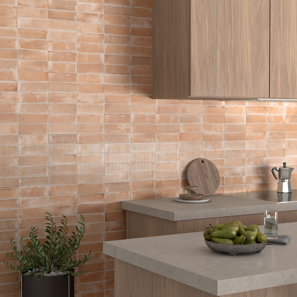 Line Nude Structured HiLite Matt Tile - lifestyle view