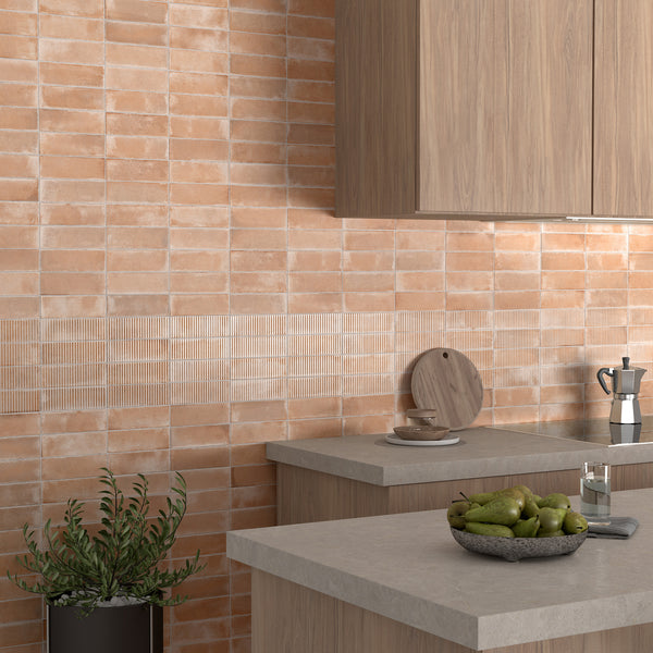 Line Nude Structured HiLite Matt Tile - lifestyle view