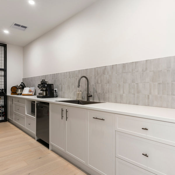 Line Whte Structured HiLite Matt Tile - lifestyle view