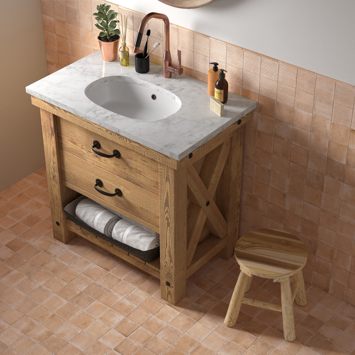 Nude Structured Matt Tile - lifestyle view