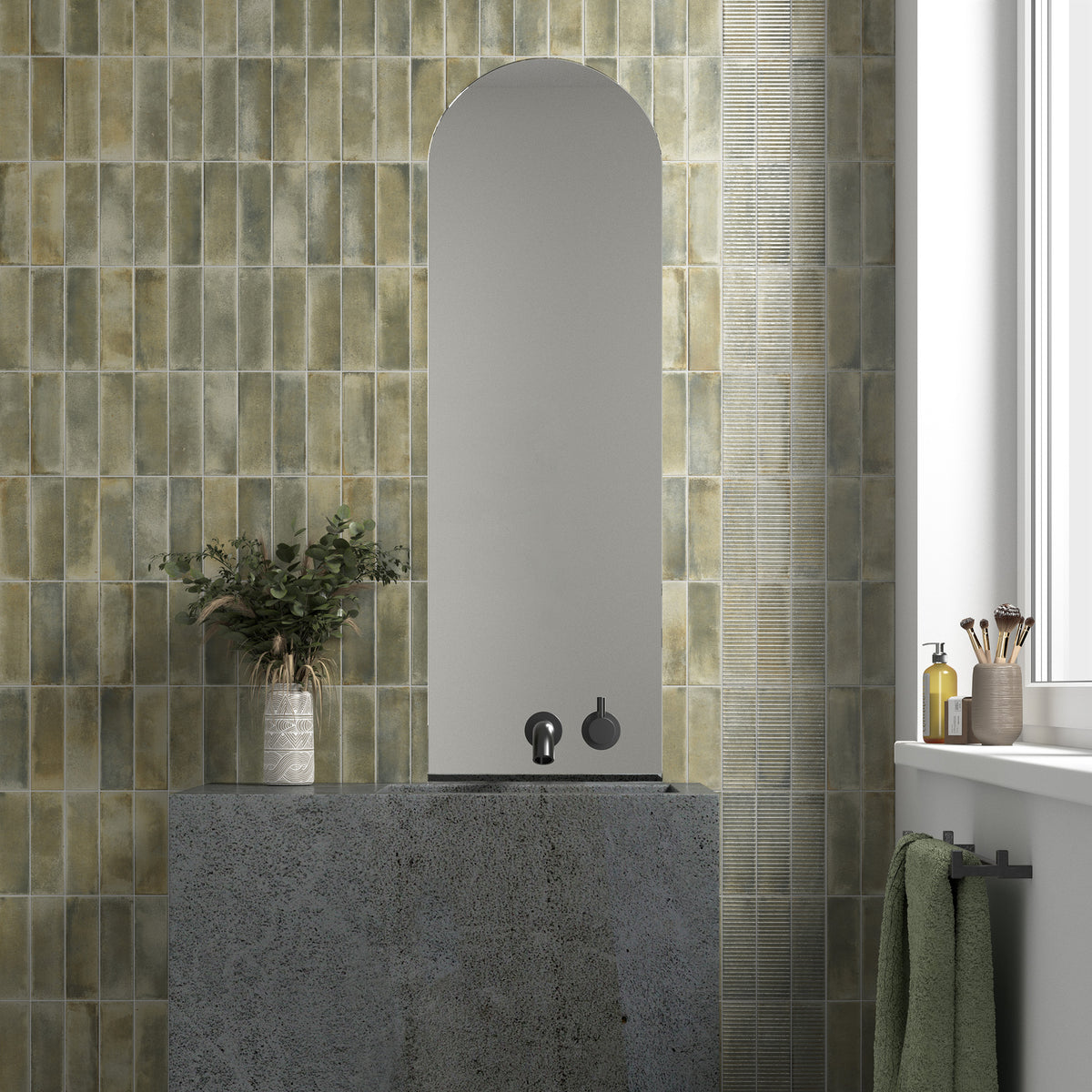 Sage Structured Matt Tile - lifestyle view