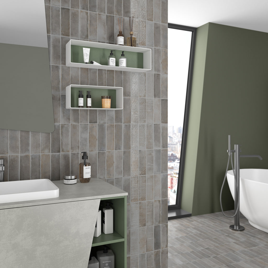 Smoke Structured Matt Tile - lifestyle view