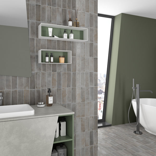 Smoke Structured Matt Tile - lifestyle view