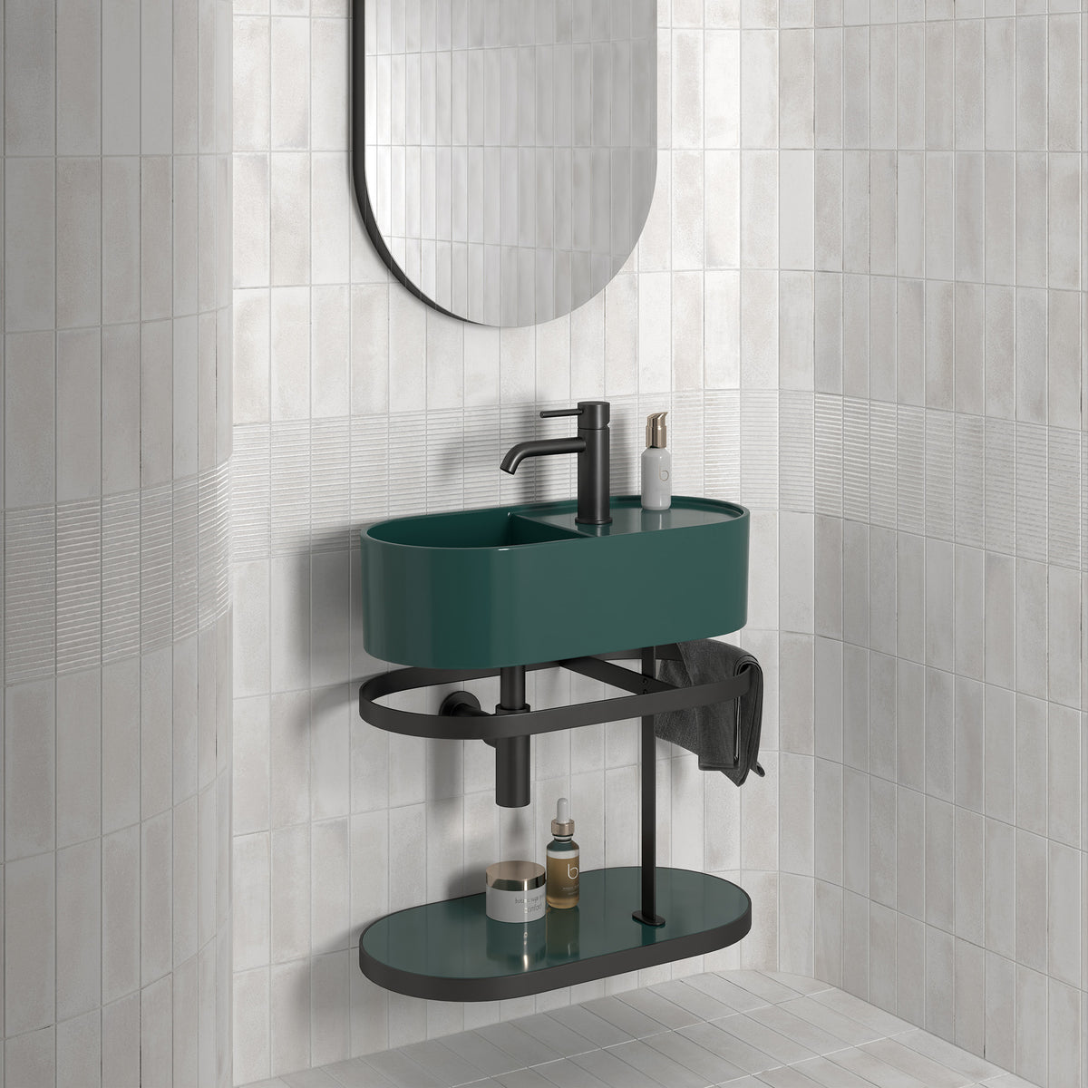 White Structured Matt Tile - lifestyle view