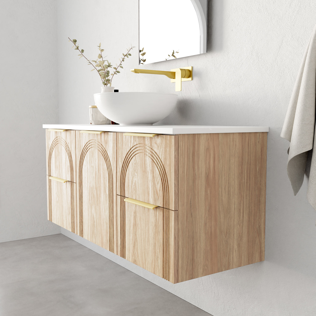 Vanity 1200 Wall Hung Doors/Drawers w/Basin SSurface AC Top