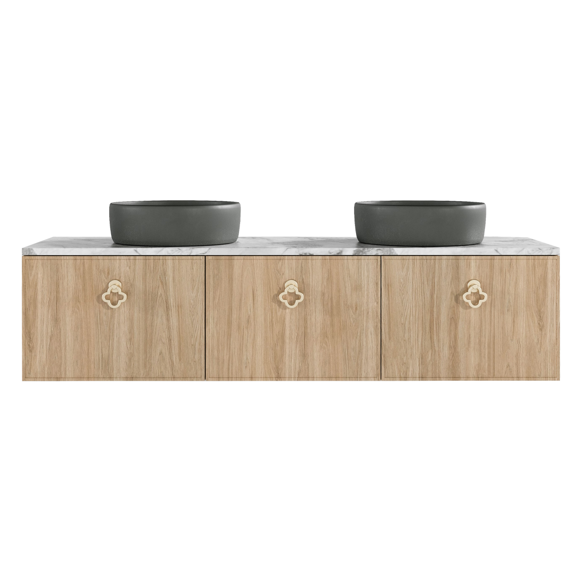 Vanity 1500 Double Bowl Wall Hung Porcelain 30mm AC Top