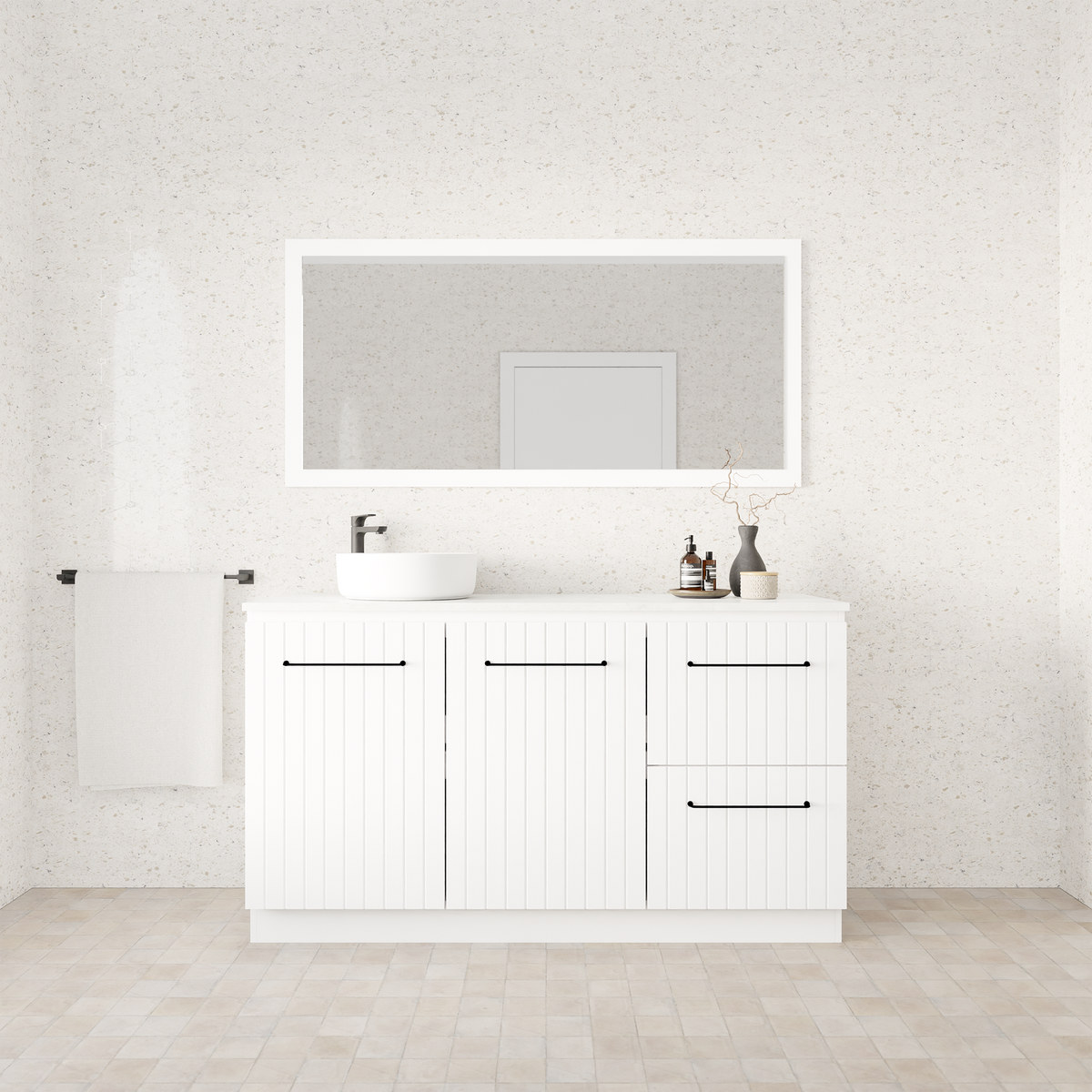 Vanity 1500 Floor Standing Doors/Drawers w/Basin SSurface AC Top