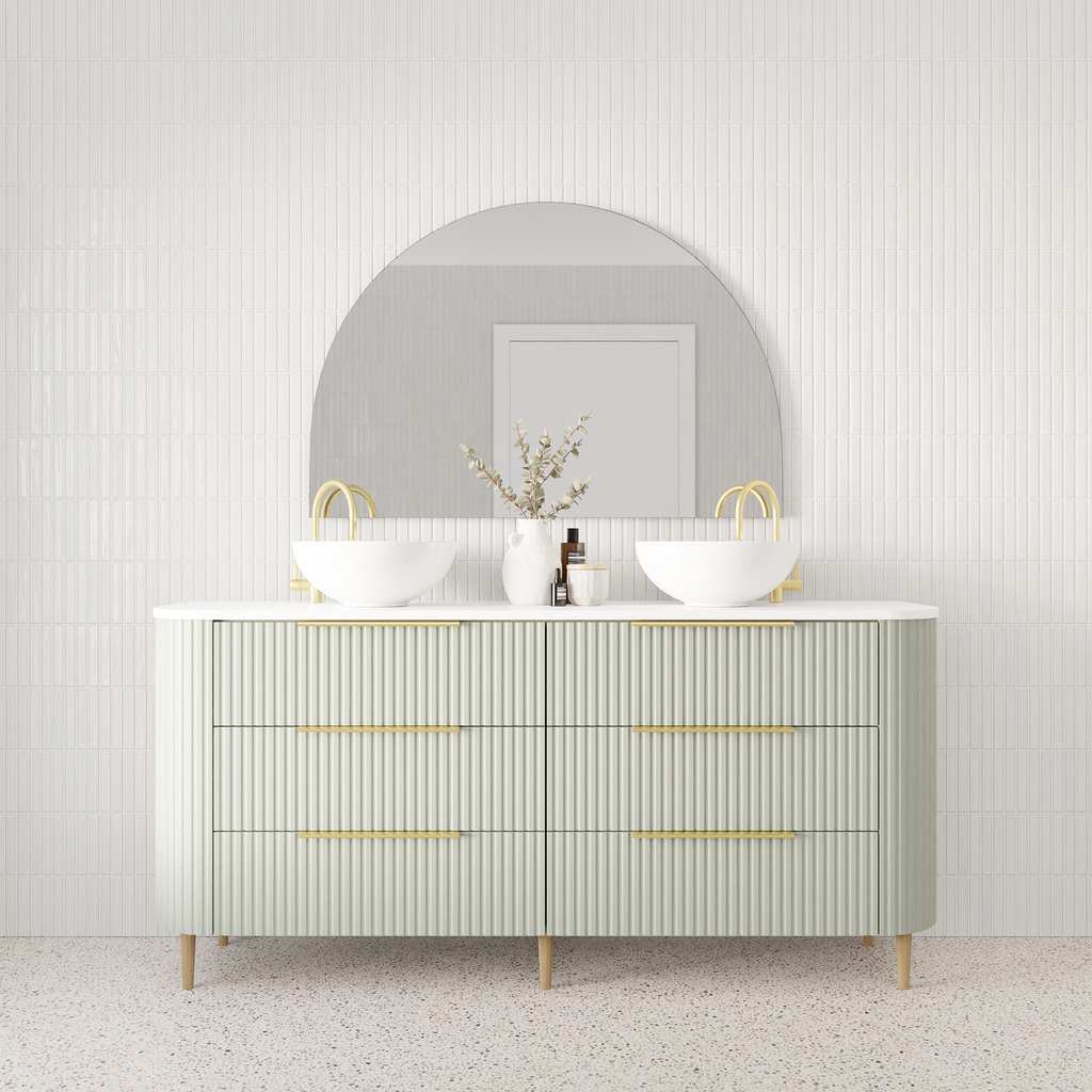 Vanity 1800 Leg Drawers Only Double Bowl SSurface AC Top
