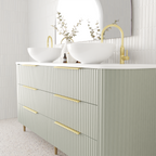 Vanity 1800 Leg Drawers Only Double Bowl SSurface AC Top