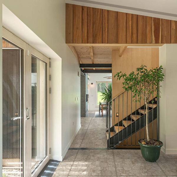 CrazyPave Greige Textured Tile - lifestyle view