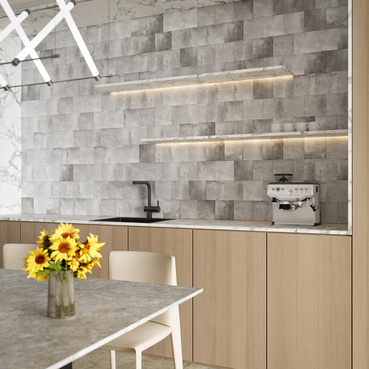 Grey Structured Textured Tile - lifestyle view