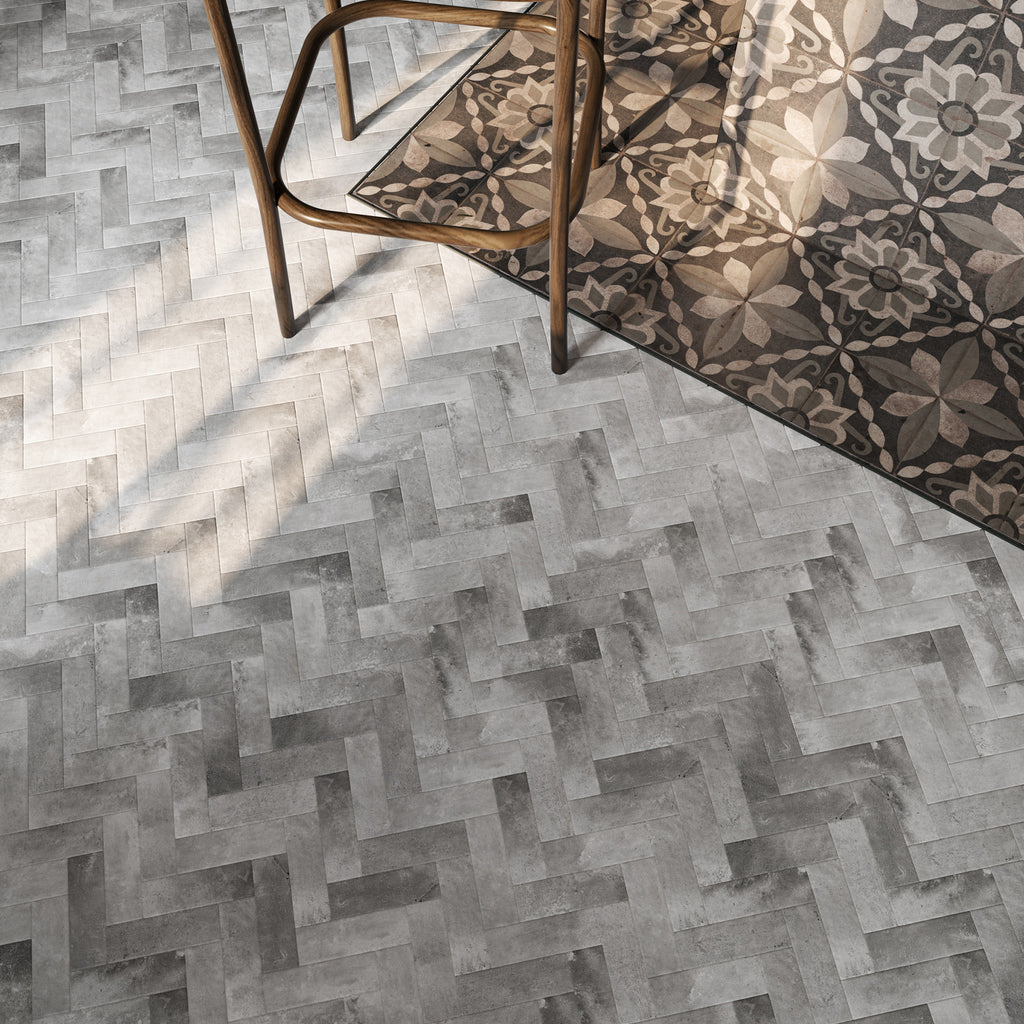 Grey Structured Textured Tile - lifestyle view