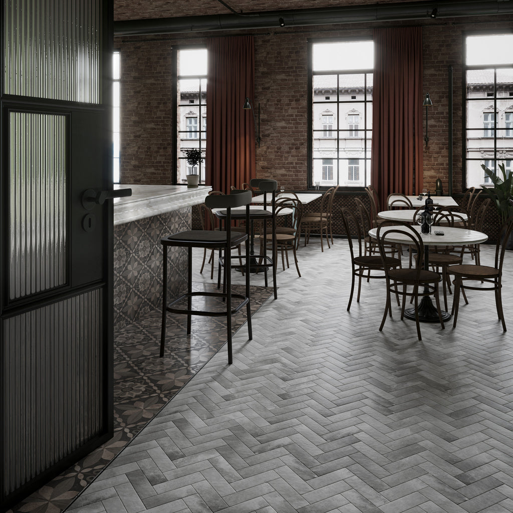 Grey Structured Textured Tile - lifestyle view