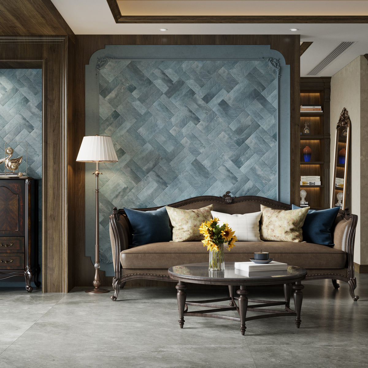 Blue Structured Textured Tile - lifestyle view