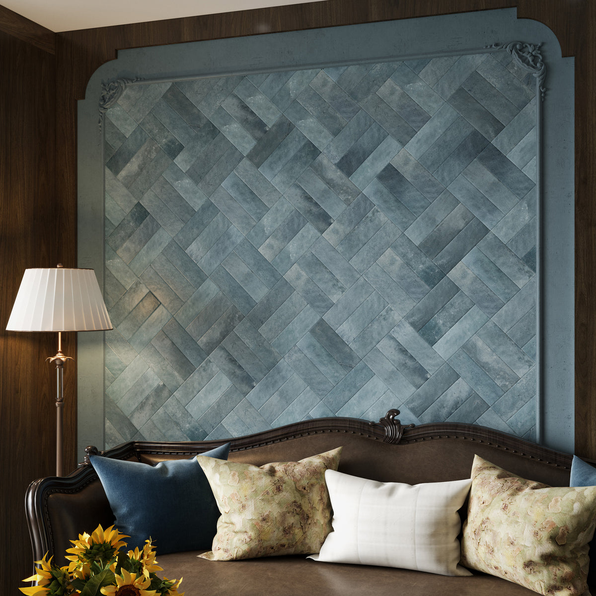 Blue Structured Textured Tile - lifestyle view