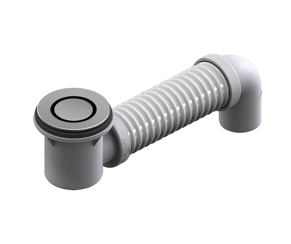P&W Bath Bend Pop Down w/Connector Satin Chrome 40mm