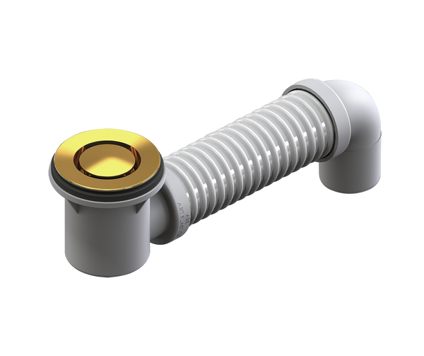 P&W Bath Bend Pop Down w/Connector Polished Brass 40mm