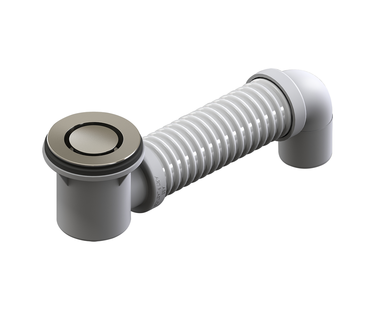 P&W Bath Bend Pop Down w/Connector Brushed Nickel 40mm