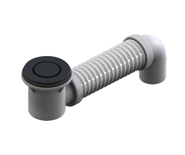 P&W Bath Bend Pop Down w/Connector Gunmetal Grey 40mm