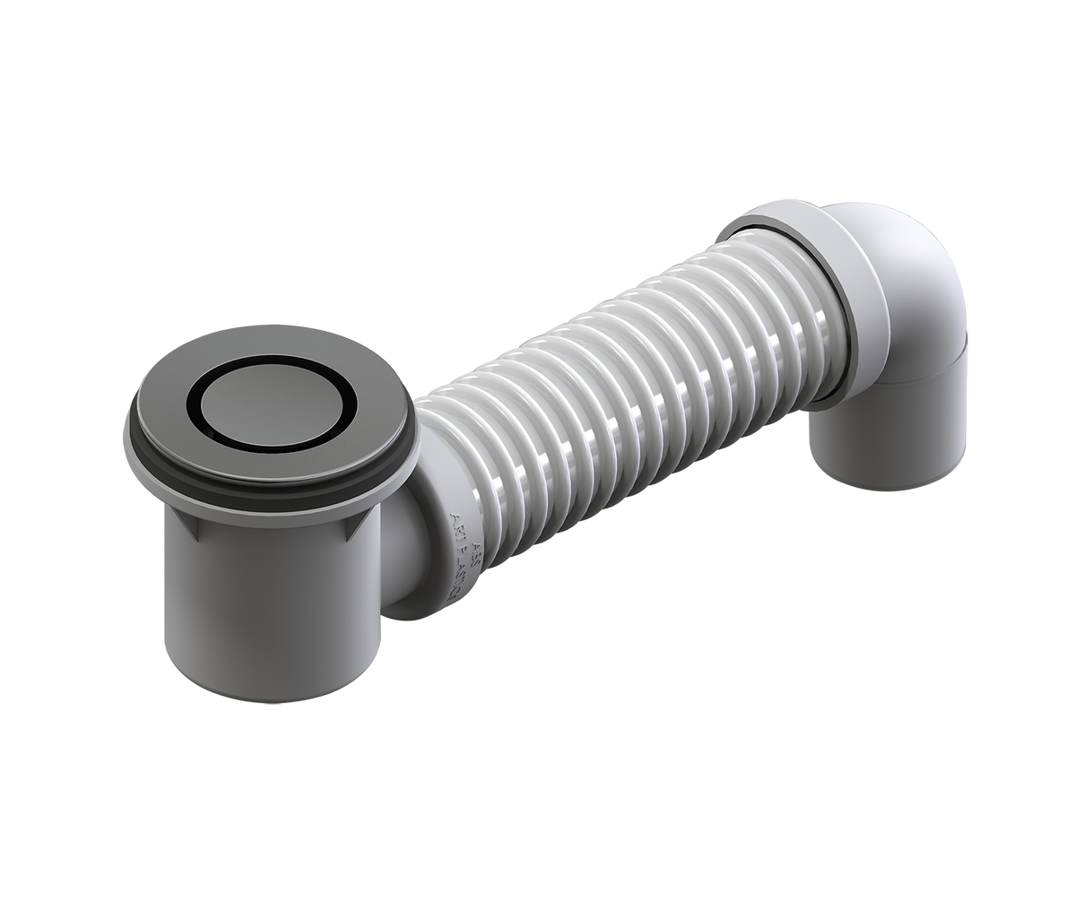 P&W Bath Bend Pop Down w/Connector Brushed Chrome 40mm