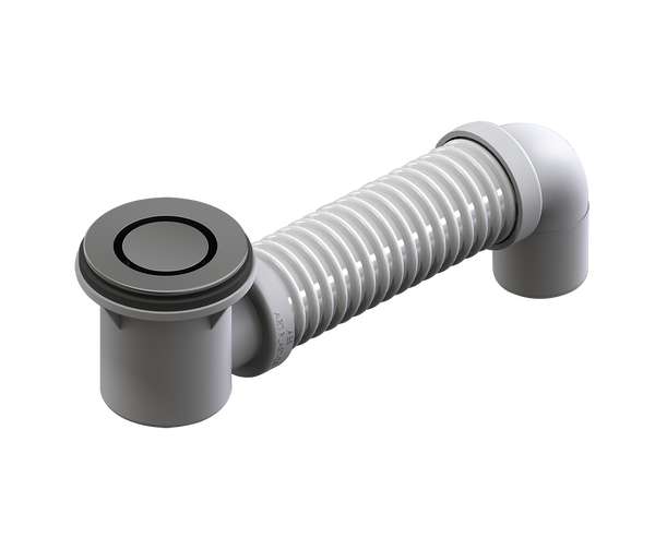 P&W Bath Bend Pop Down w/Connector Brushed Chrome 40mm