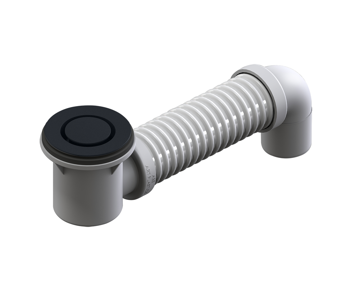 P&W Bath Bend Pop Down w/Connector Brushed Gunmetal  40mm