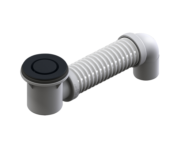 P&W Bath Bend Pop Down w/Connector Brushed Gunmetal  40mm