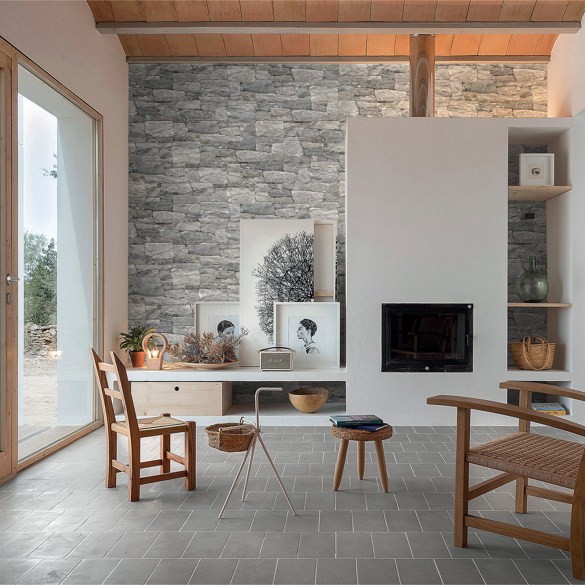 Steel Structured Textured Tile - lifestyle view