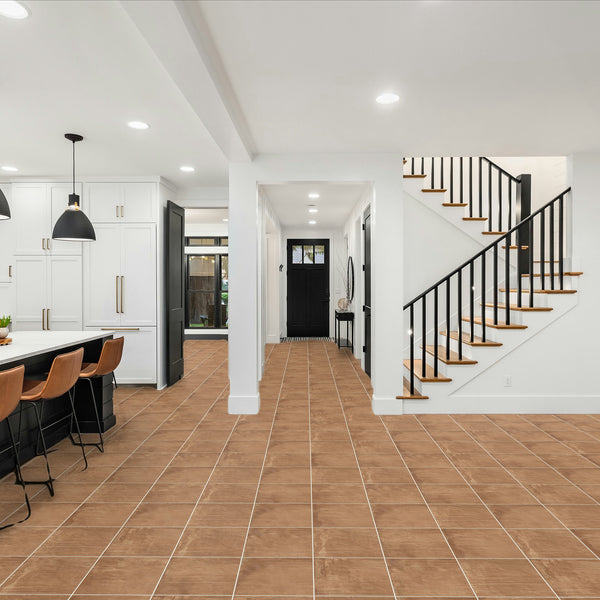 Red Structured Matt Tile - lifestyle view