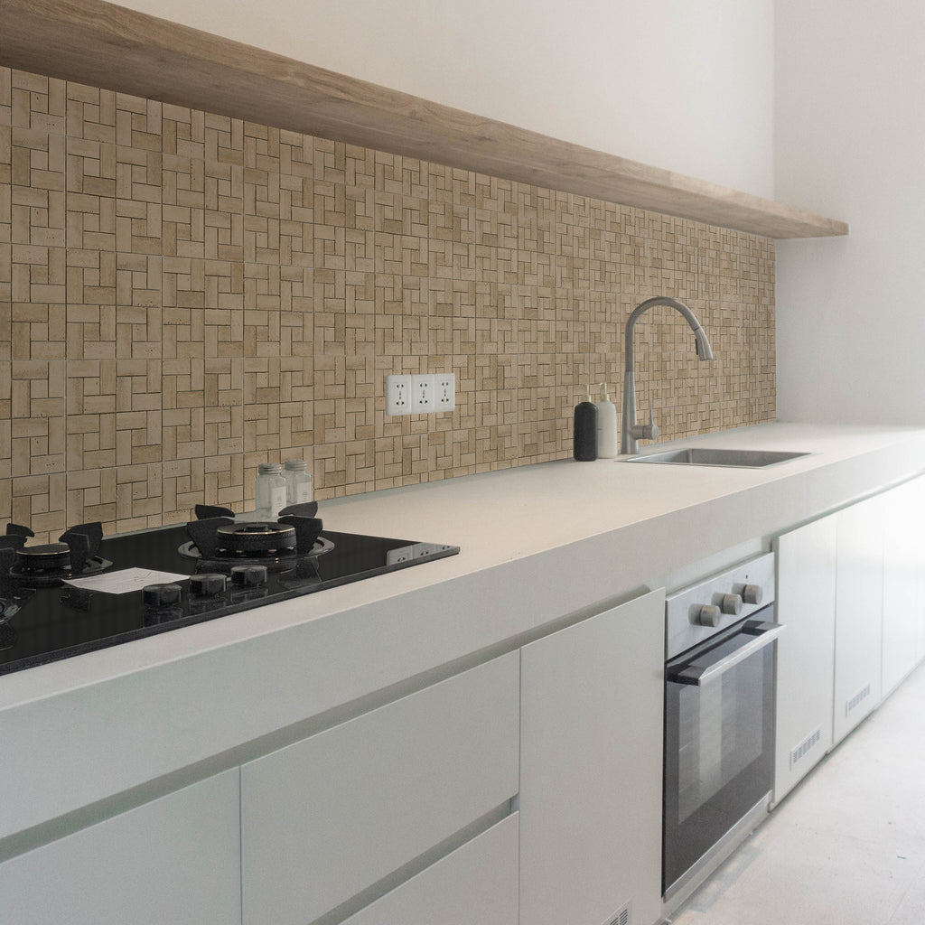 Natural Travertine Windmill Natural Honed Mosaic - lifestyle view