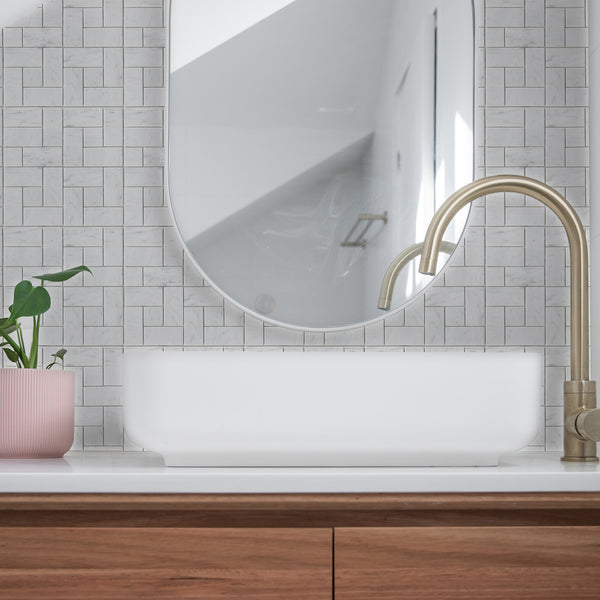 Natural Carrara Windmill White Honed Mosaic - lifestyle view