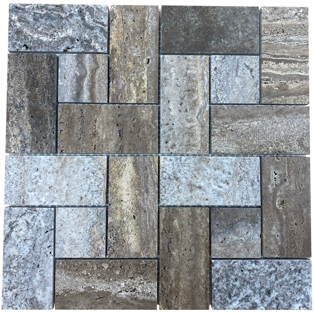 Natural Travertine Windmill Brown Honed Mosaic