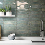 Shield Aqua Embossed Gloss Tile - lifestyle view