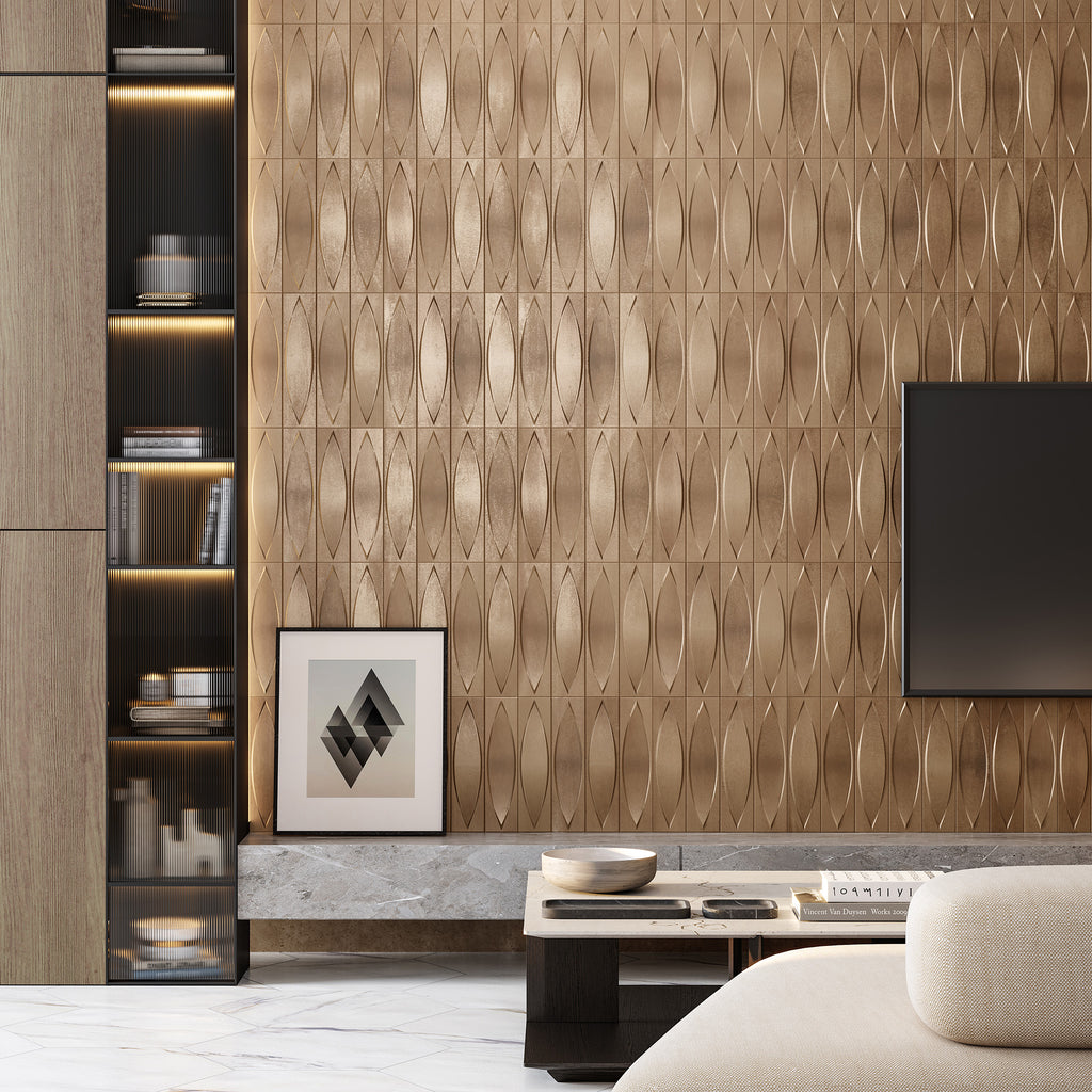 Shield Copper Embossed Matt Tile - lifestyle view