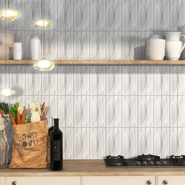 Shield Dolomite Embossed Matt Tile - lifestyle view