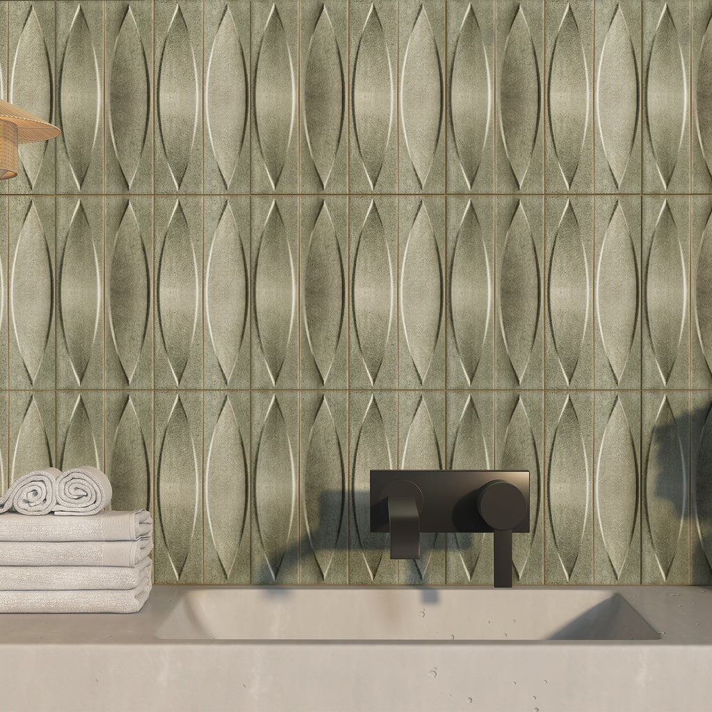 Shield Iron Embossed Matt Tile - lifestyle view