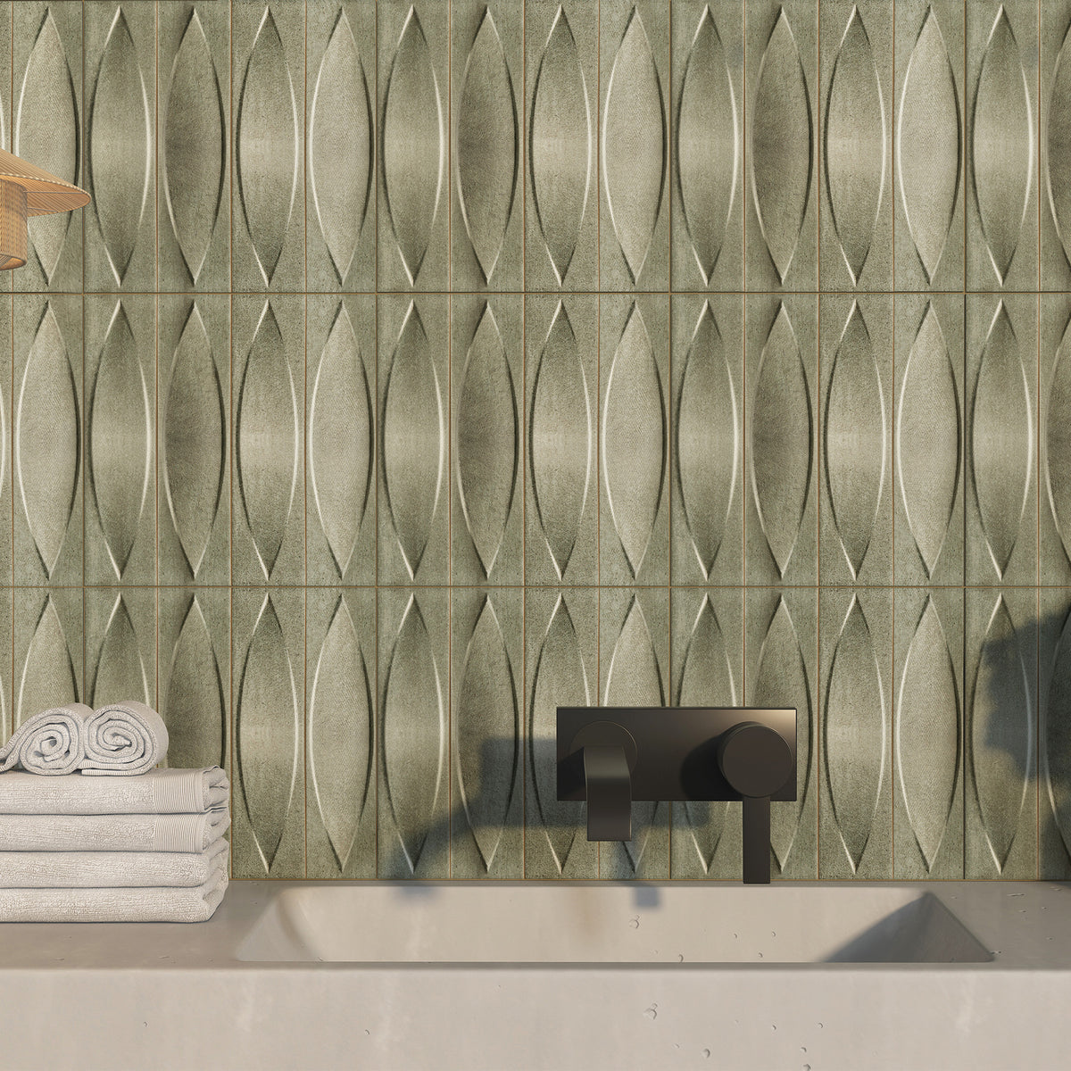 Shield Iron Embossed Matt Tile - lifestyle view