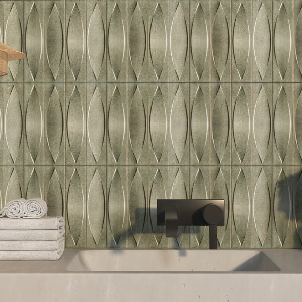 Shield Iron Embossed Matt Tile - lifestyle view