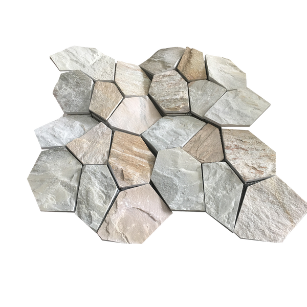 Natual Slate CrazyPave Bisque Structured Mosaic (Crate of 5m2)