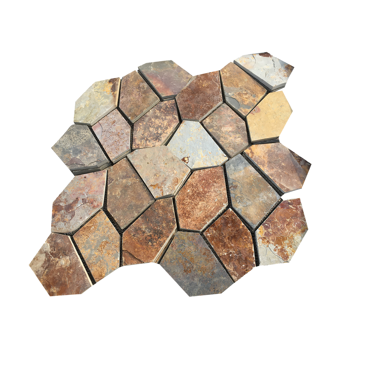 Natural Slate Crazypave Russet Structured Mosaic (Crate of 5m2)