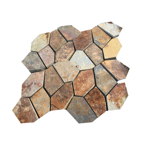 Natural Slate Crazypave Russet Structured Mosaic (Crate of 5m2)