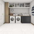 Terrazzo Snow White Hilite Textured Tile - lifestyle view