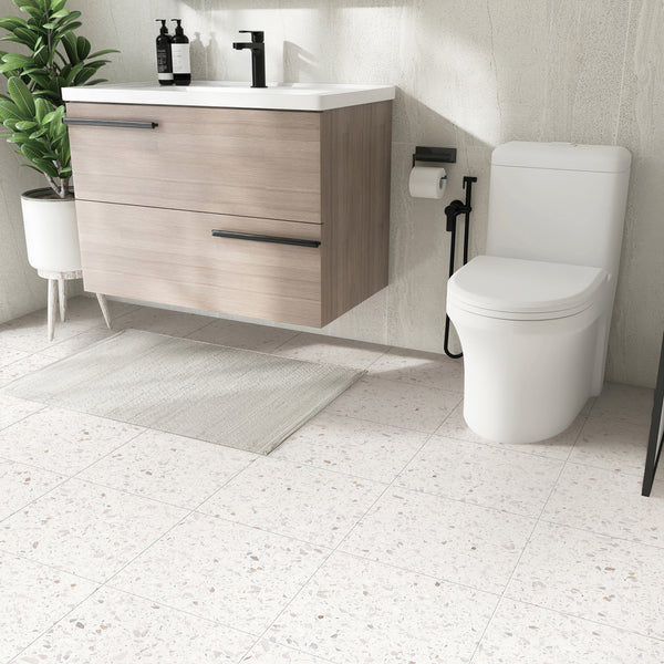 Terrazzo Snow White Hilite Textured Tile - lifestyle view