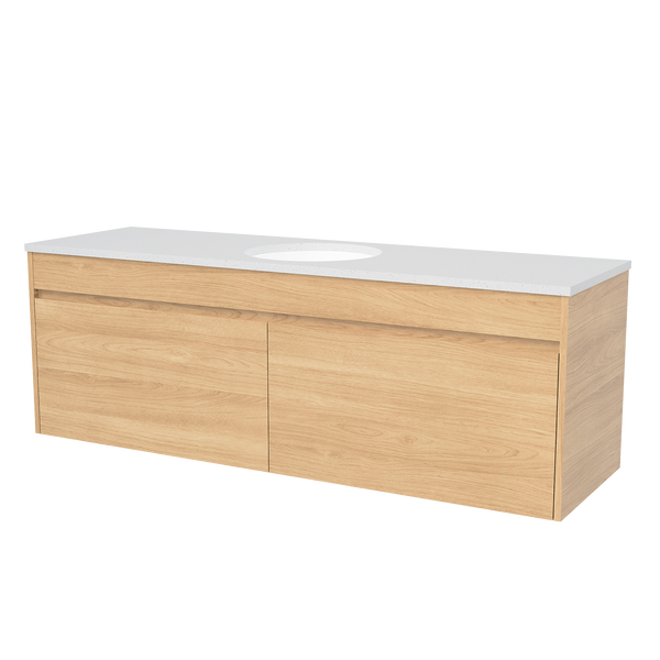 1500 Vanity Wall Hung White Gloss Under Mount Ceramic Basin SilkSurface Top