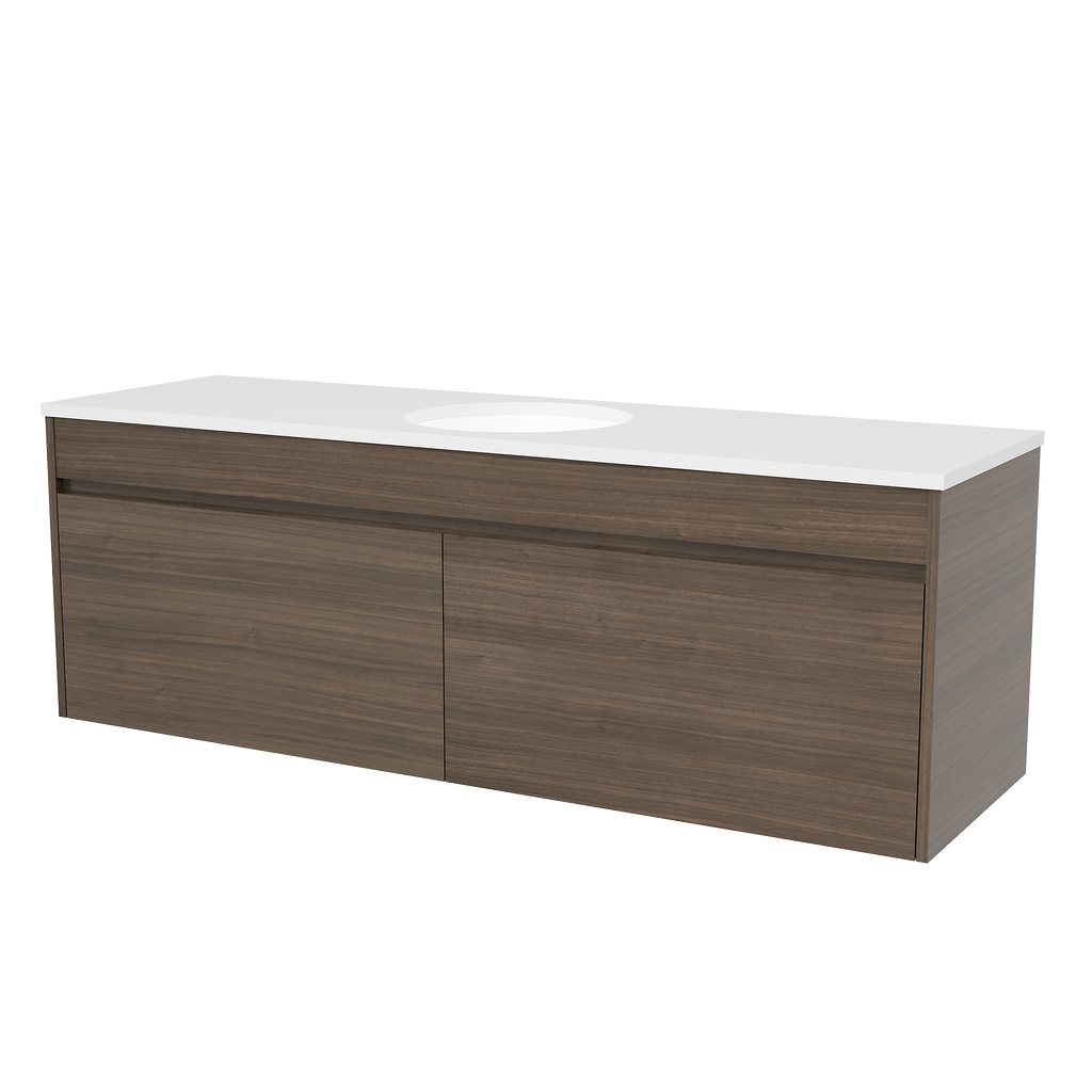 1500 Vanity Wall Hung White Gloss Under Mount Ceramic Basin SilkSurface Top