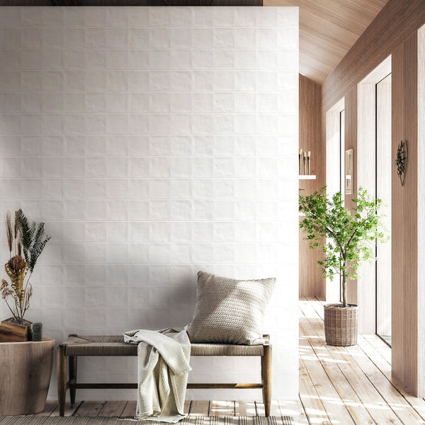 Snow Structured Satin Tile - lifestyle view