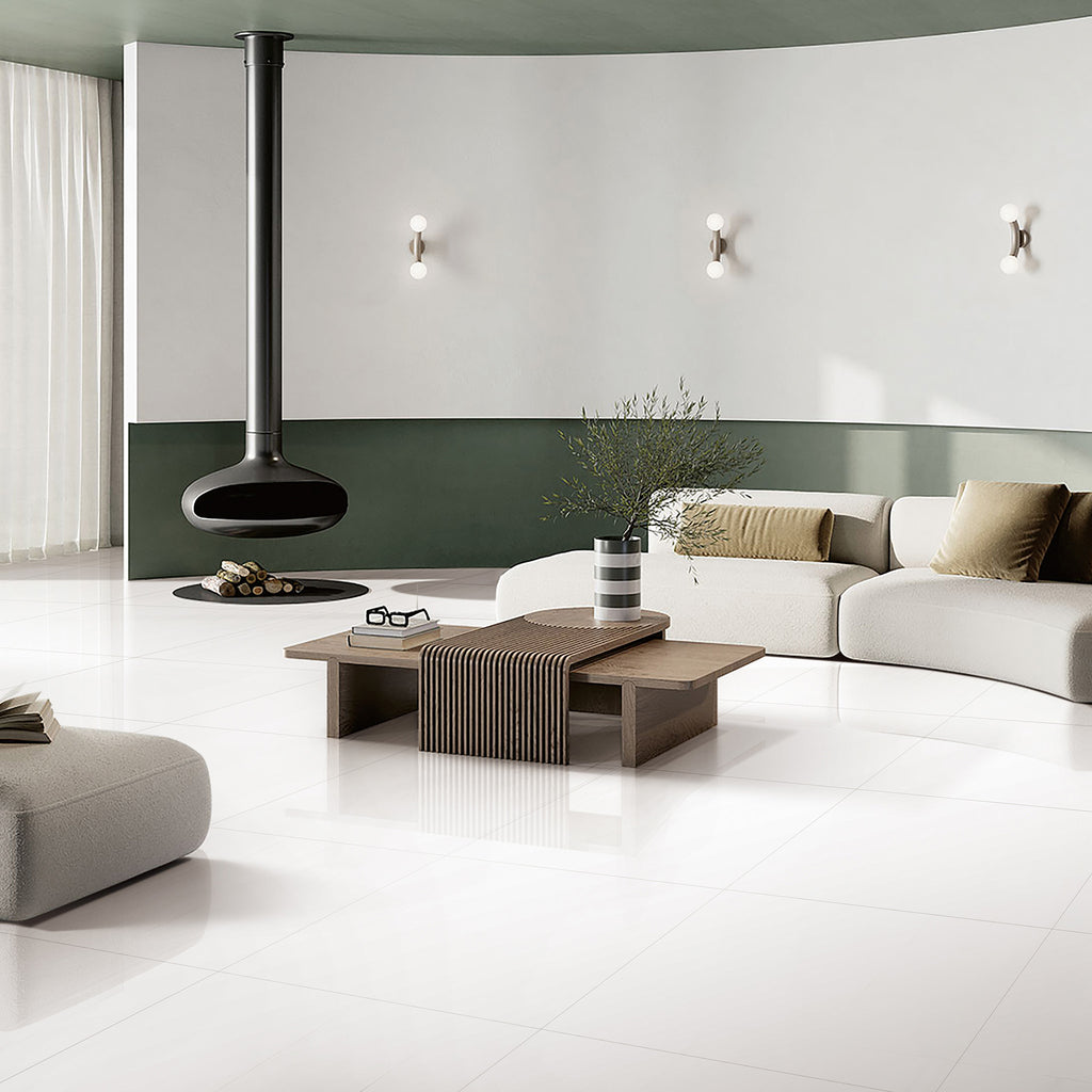 White Polished Tile - lifestyle view