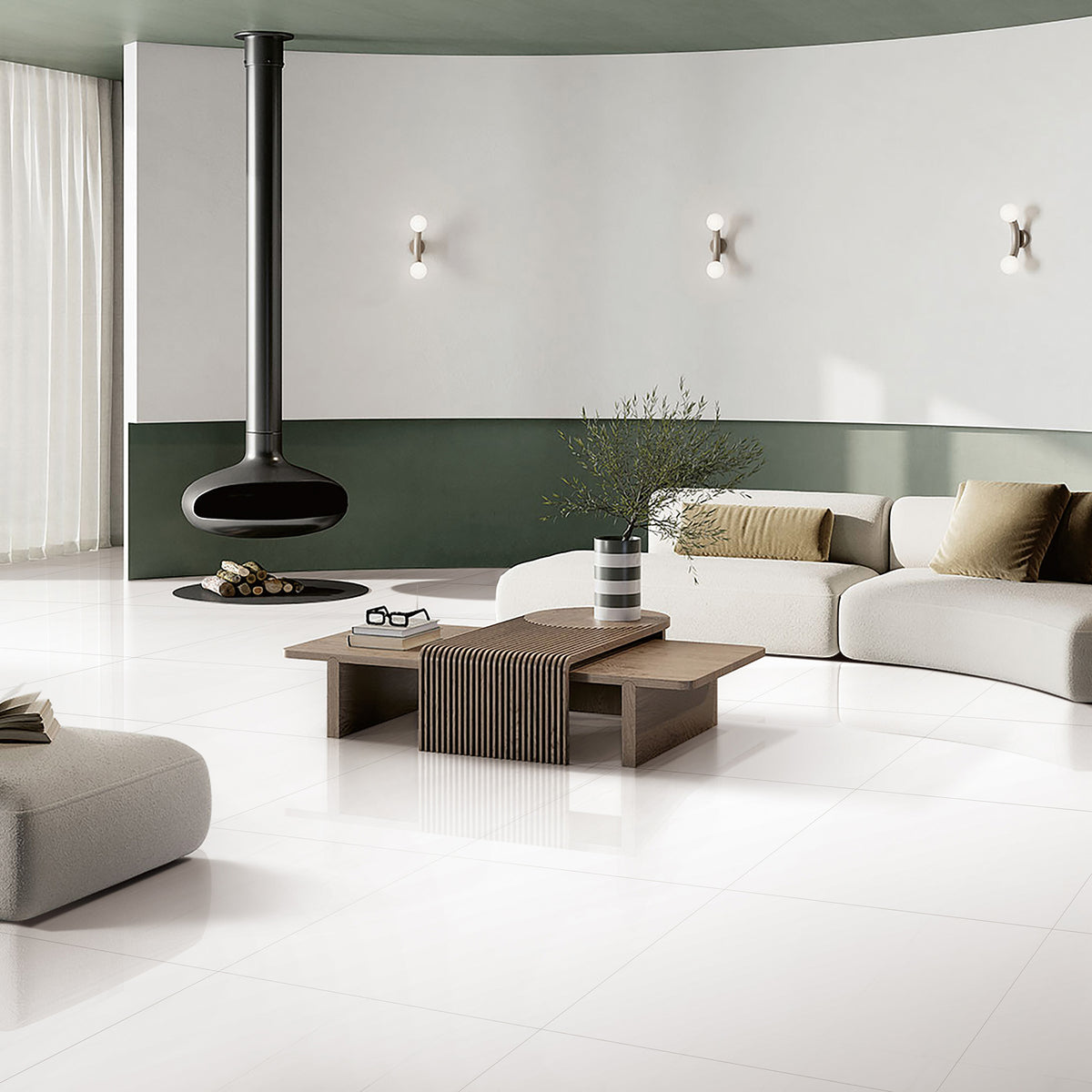 White Polished Tile - lifestyle view