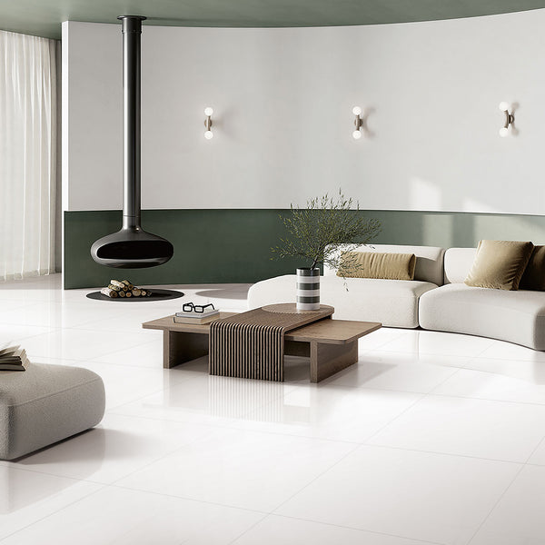 White Polished Tile - lifestyle view