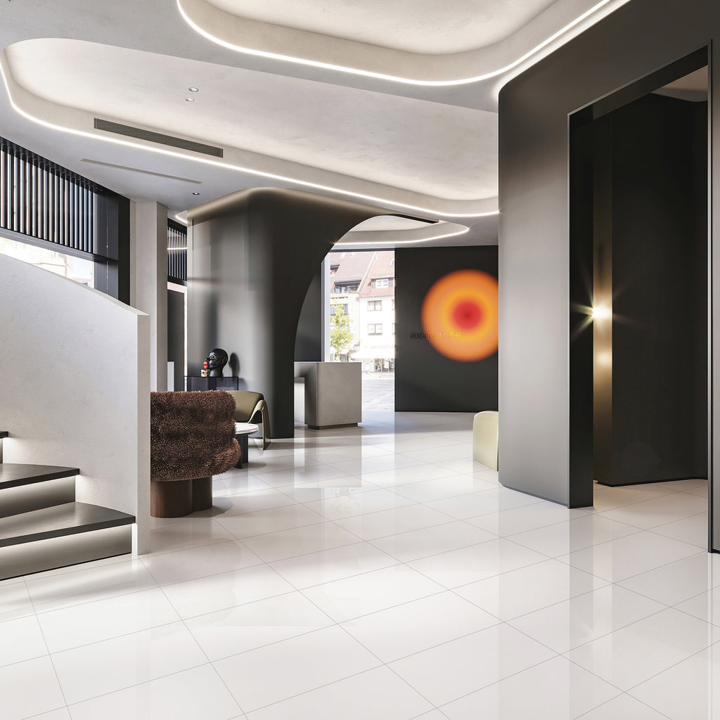 White Polished Tile - lifestyle view